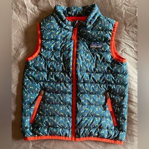 Patagonia Kids' Floral Puffer Vest - Blue and Orange